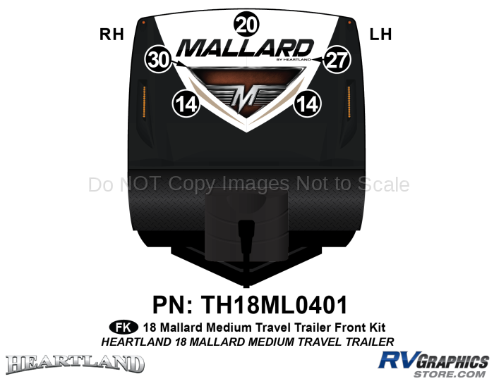 5 Piece 2018 Mallard Medium Travel Trailer Front Graphics Kit