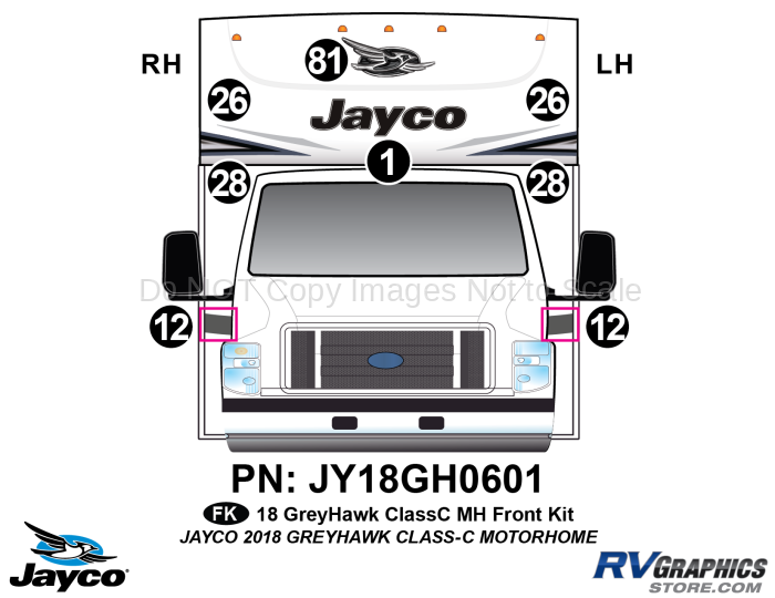 8 Piece 2018 Greyhawk Motorhome Front Graphics Kit