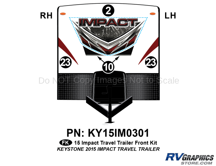 5 Piece 2015 Impact Travel Trailer Front Graphics Kit