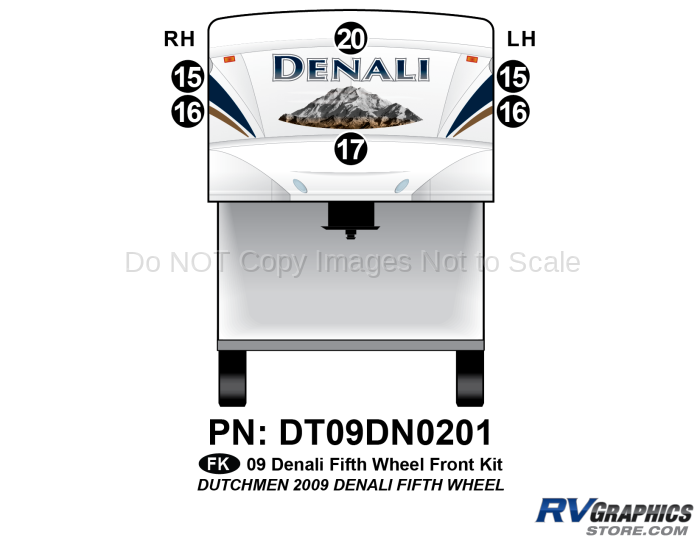 6 Piece 2009 Denali Fifth Wheel Front Graphics Kit