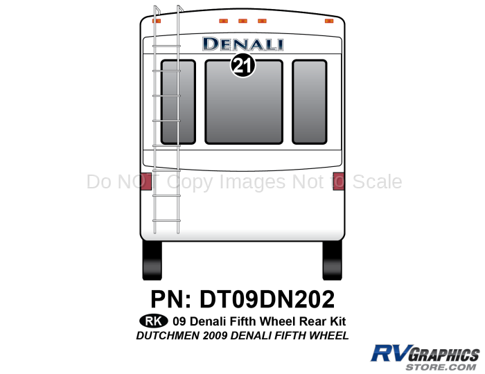 1 Piece 2009 Denali Fifth Wheel Rear Graphics Kit