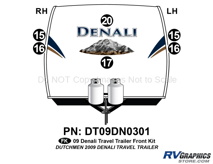 6 Piece 2009 Denali Travel Trailer Front Graphics Kit
