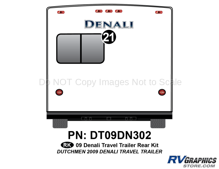 1 Piece 2009 Denali Travel Trailer Rear Graphics Kit