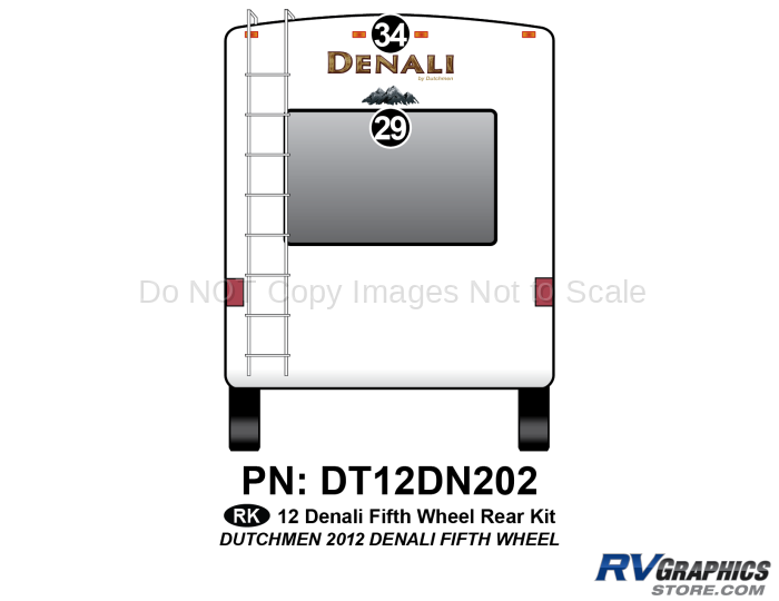 2 Piece 2012 Denali Fifth Wheel Rear Graphics Kit