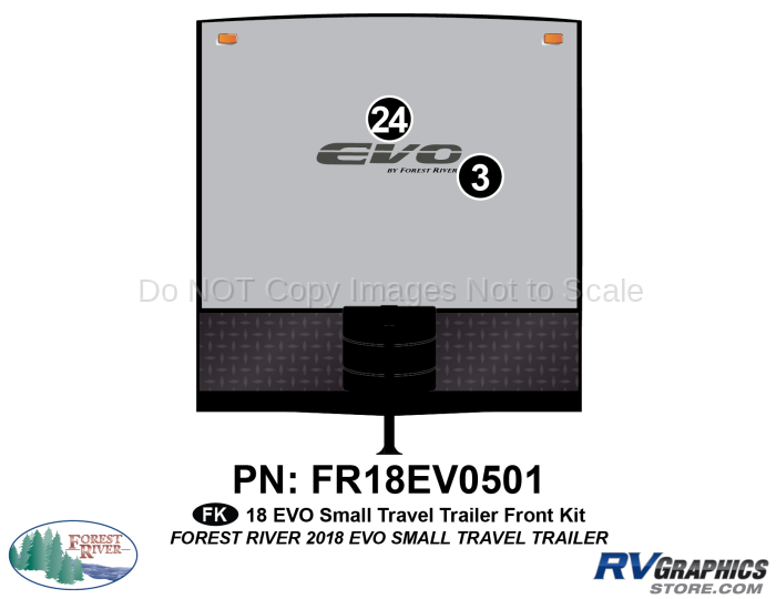 2 Piece 2018 EVO Small Travel Trailer Front Graphics Kit