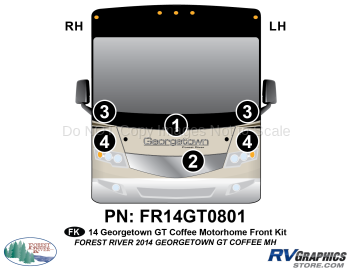 6 Piece 2014 Georgetown Motorhome Brown Version Front Graphics Kit
