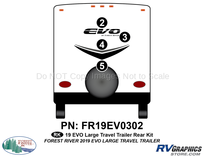 4 Piece 2019 EVO Lg Travel Trailer Rear Graphics Kit