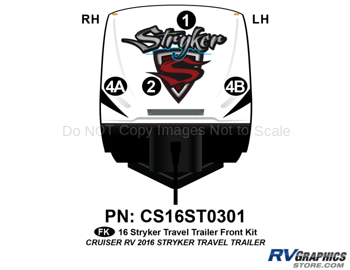 4 Piece 2016 Stryker Travel Trailer Front Graphics Kit