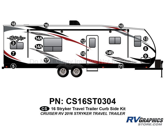 16 Piece 2016 Stryker Travel Trailer Curbside Graphics Kit