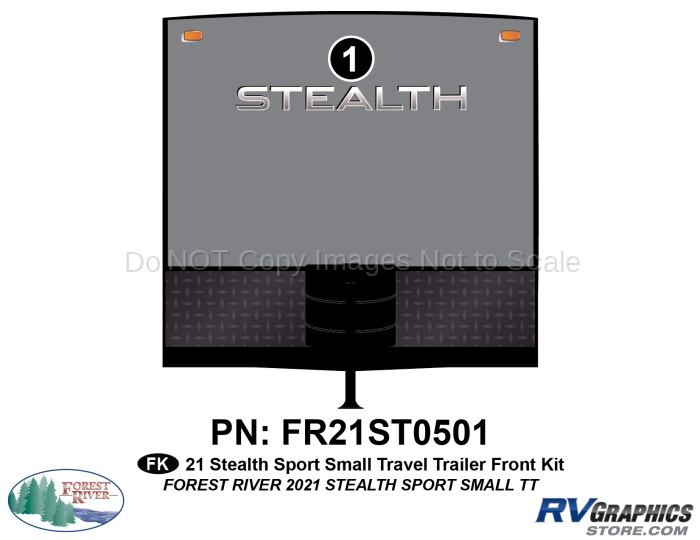 1 Piece 2021 Stealth Small Travel TrailerFront Graphics Kit