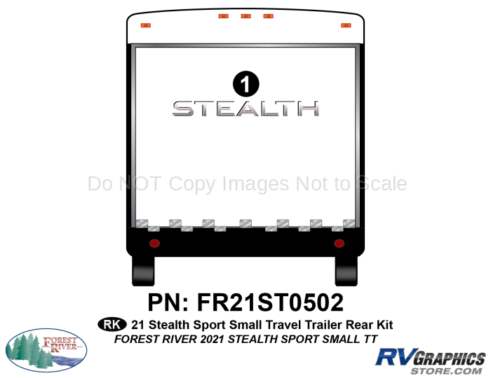 1 Piece 2021 Stealth Small Travel Trailer Rear Graphics Kit