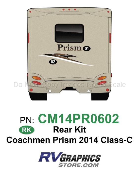 2 Piece 2014 Prism Motorhome Rear Graphics Kit