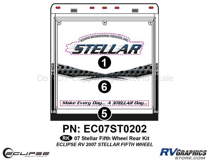 3 Piece 2007 Stellar Fifth Wheel Rear Graphics Kit