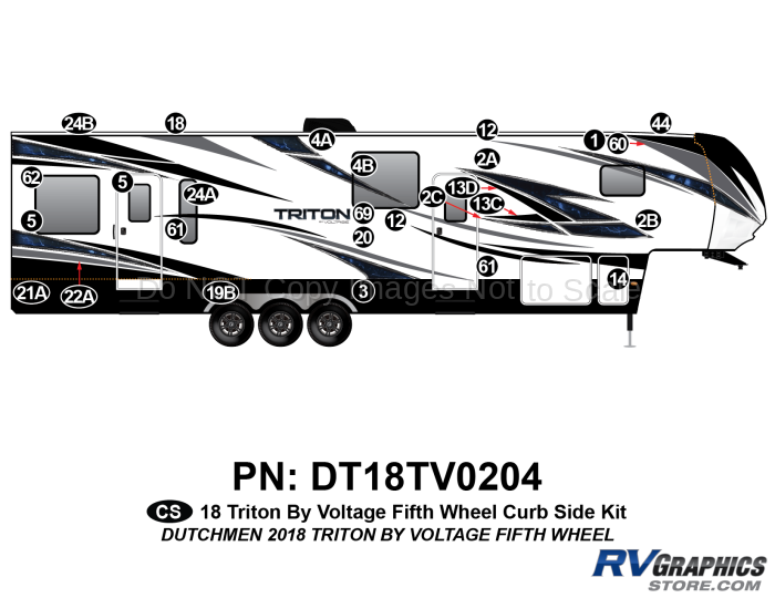 27 Piece 2018 Triton Fifth Wheel Curbside Graphics Kit