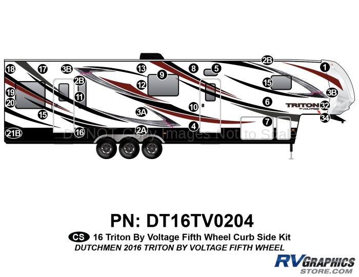 27 Piece 2016 Triton Fifth Wheel Curbside Graphics Kit