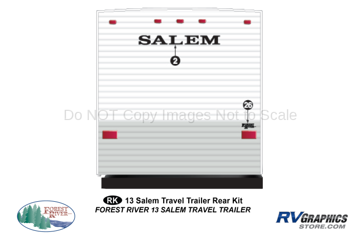 2 Piece 2013 Salem Travel Trailer Rear Graphics Kit