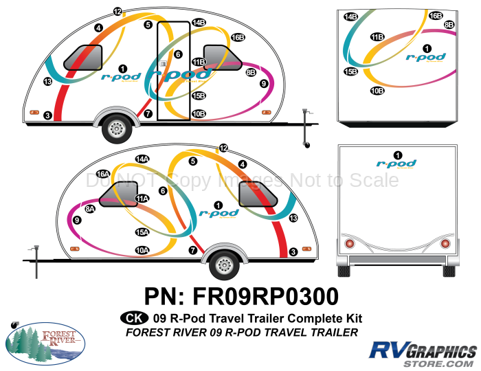 38 Piece 2009 RPOD Travel Trailer Complete Graphics Kit