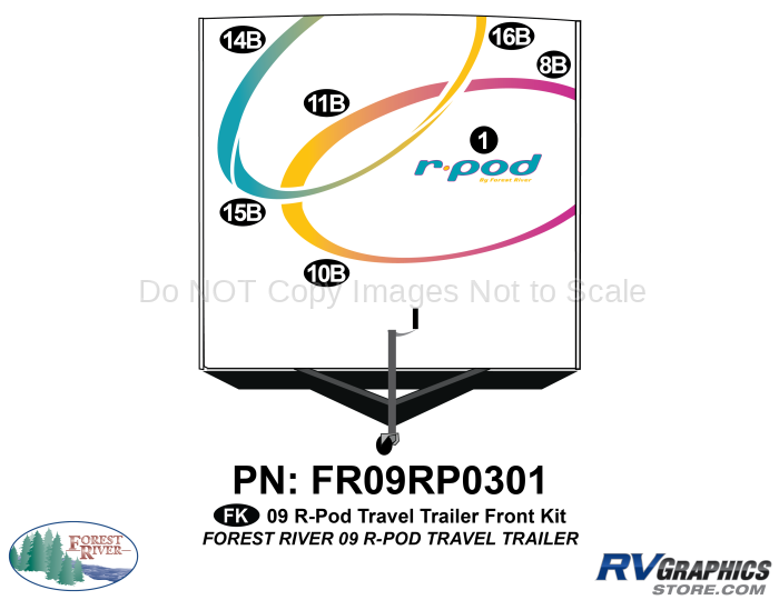 7 Piece 2009 RPOD Travel Trailer Front Graphics Kit