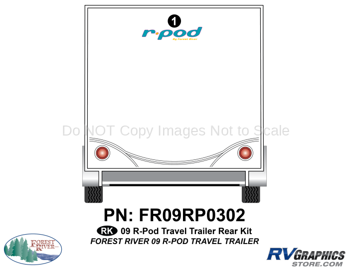 1 Piece 2009 RPOD Travel Trailer Rear Graphics Kit