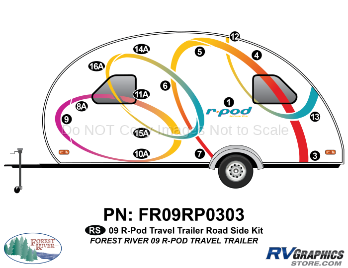 15 Piece 2009 RPOD Travel Trailer Roadside Graphics Kit