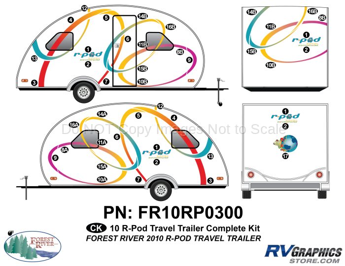43 Piece 2010 RPOD Travel Trailer Complete Graphics Kit