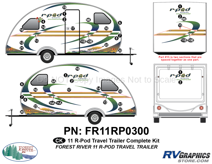 46 Piece 2011 RPOD Travel Trailer Complete Graphics Kit