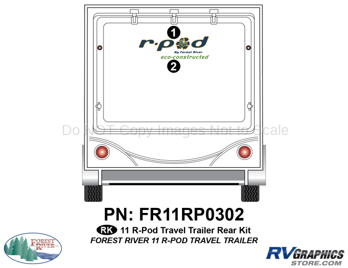 3 Piece 2011 RPOD Travel Trailer Rear Graphics Kit