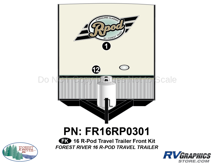 2 Piece 2015 RPOD Travel Trailer Front Graphics Kit