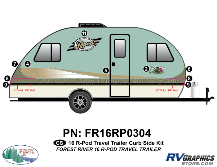 11 Piece 2015 RPOD Travel Trailer Curbside Graphics Kit