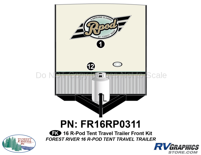 2 Piece 2015 RPOD Tent Travel Trailer Front Graphics Kit