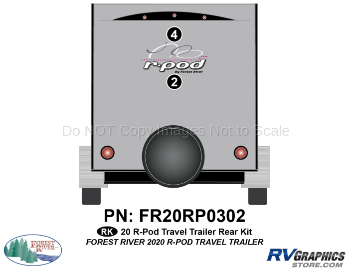 2 Piece 2020 rPOD Teardrop Travel Trailer Rear Graphics Kit