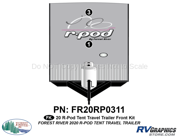 2 Piece 2019 r POD Tent Travel Trailer Front  Graphics Kit