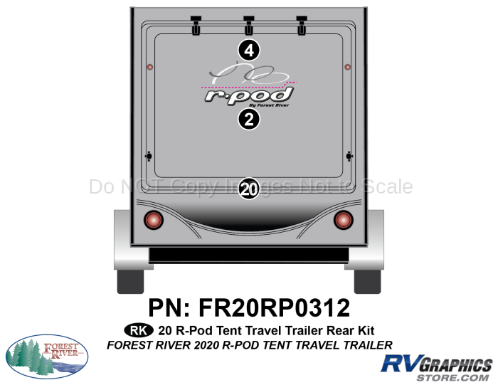 2 Piece 2019 r POD Tent Travel Trailer Rear Graphics Kit