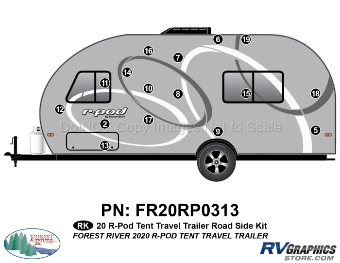 16 Piece 2019 r POD Tent Travel Trailer Roadside Graphics Kit
