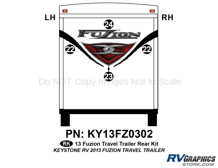 4 Piece 2013 Fuzion Travel Trailer Rear Graphics Kit