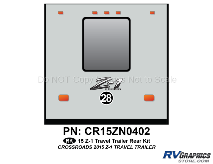 1 Piece 2015 Z-1 Small Travel Trailer Rear Graphics Kit