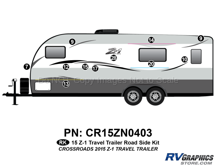 11 Piece 2015 Z-1 Small Travel Trailer Roadside Graphics Kit