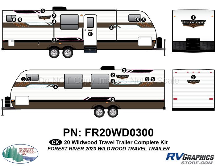 21 Piece 2020 Wildwood Travel Trailer Complete Graphics Kit