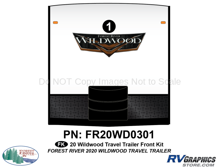 1 Piece 2020 Wildwood Travel Trailer Front Graphics Kit