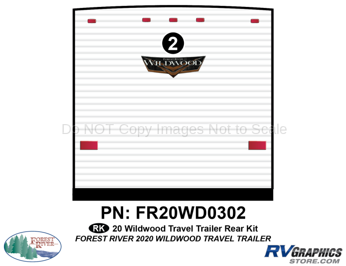 1 Piece 2020 Wildwood Travel Trailer Rear Graphics Kit