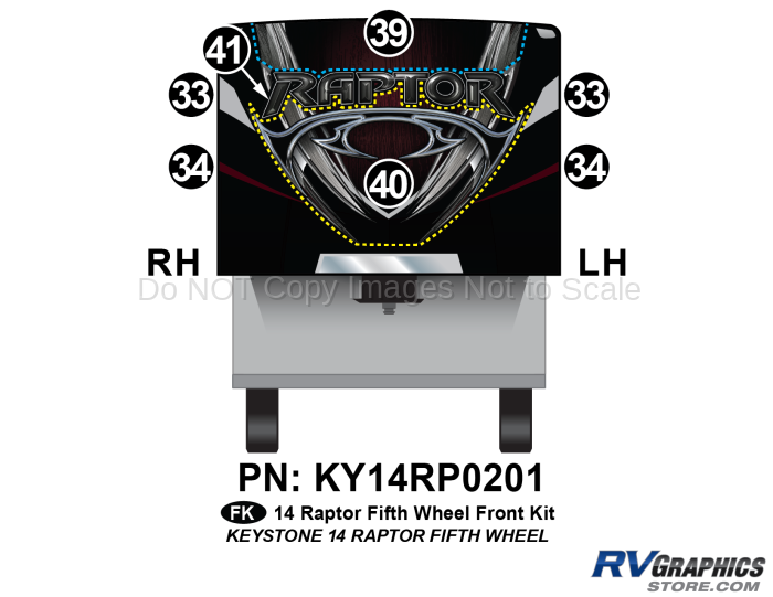 7 Piece 2014 Raptor Fifth Wheel Front Graphics Kit