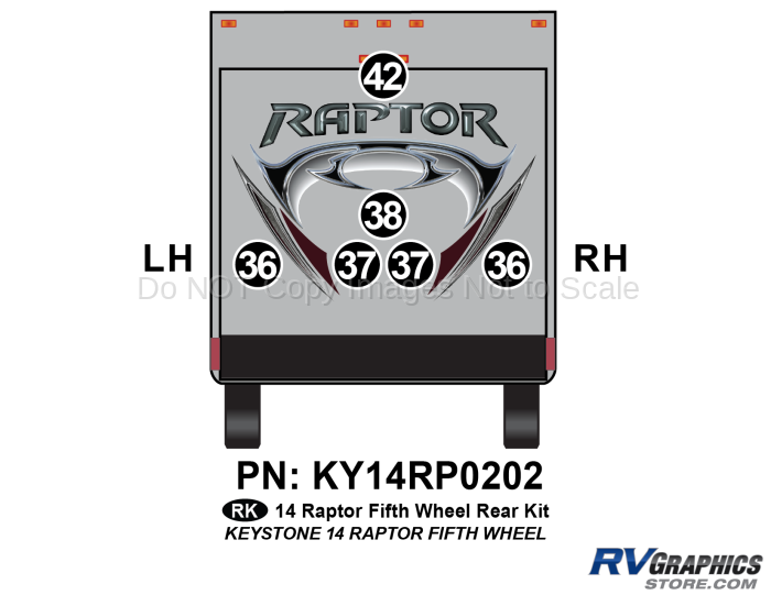 6 Piece 2014 Raptor Fifth Wheel Rear Graphics Kit