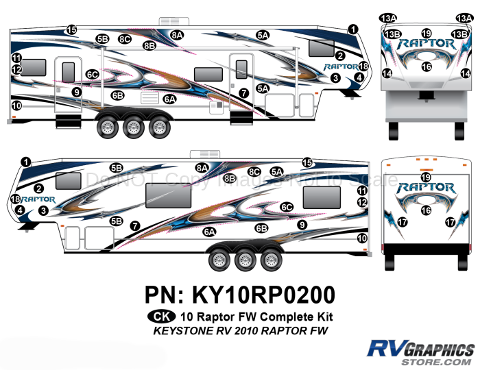 2010 Keystone Raptor FW-Fifth Wheel Complete Graphics Kit