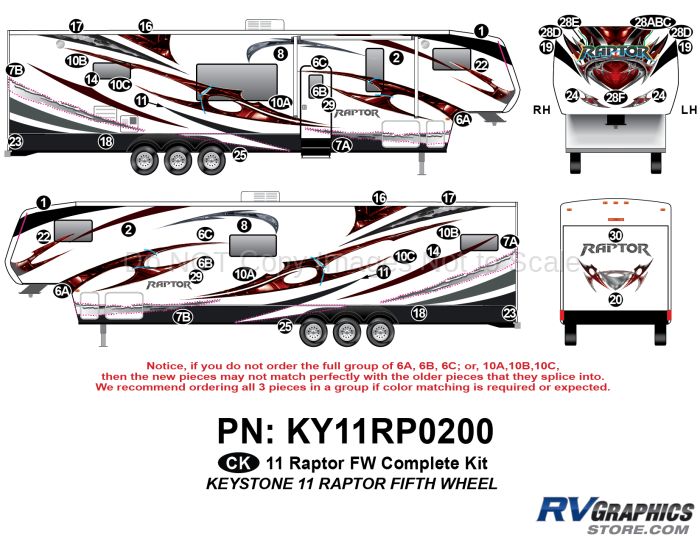 51 Piece 2011 Raptor FW Complete Graphics Kit