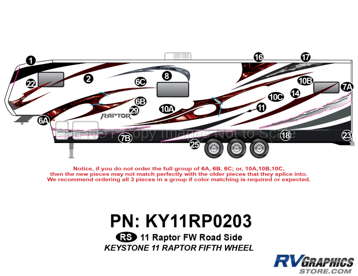 20 Piece 2011 Raptor FW Roadside Graphics Kit