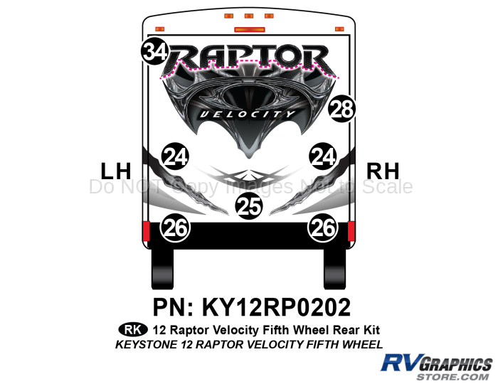 7 Piece 2012 Raptor Velocity FW Rear Graphics Kit