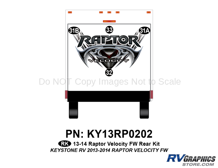 4 Piece 2013 Raptor Velocity FW Rear Graphics Kit