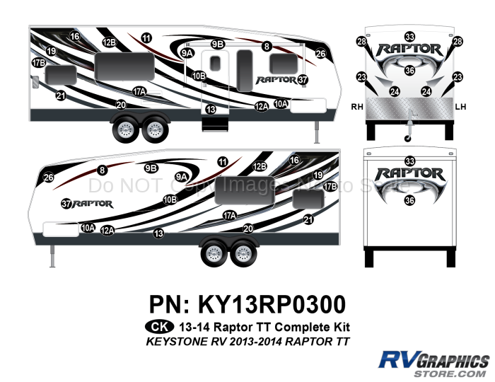 44 Piece 2013 Raptor TT Complete Graphics Kit