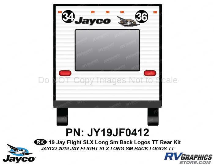 2 Piece 2019 Jay Flight SLX Long Travel Trailer Rear Window Rear Graphics Kit