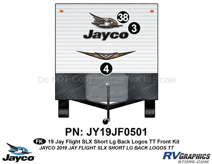 3 Piece 2019 Jay Flight SLX Short Travel Trailer Front Graphics Kit